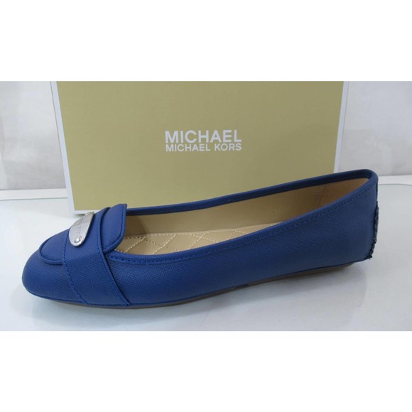 Michael Kors MK Plate Moccasin Flat Shoes Cobalt Blue - Picture 1 of 5